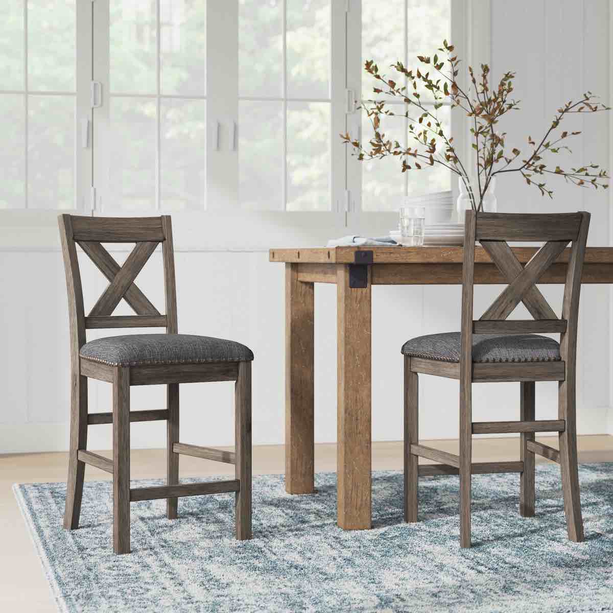 Condition photo showing New/Like New for wasdale upholstered counter stool with solid wood frame (set of 2)