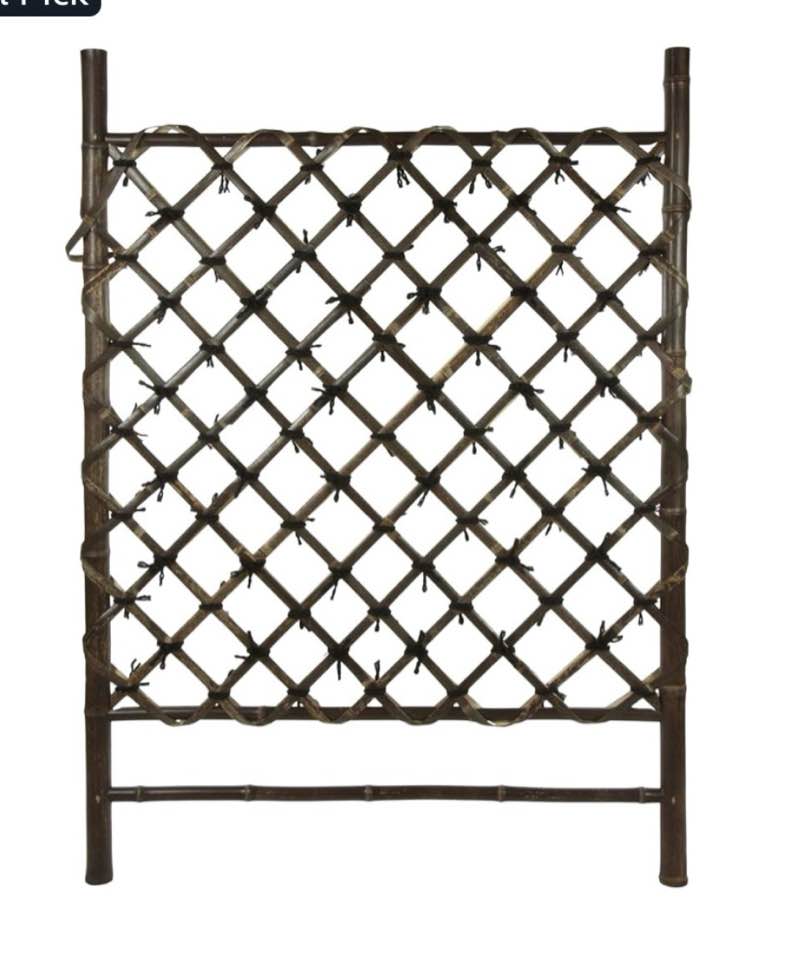 red lantern dark stained japanese style garden trellis