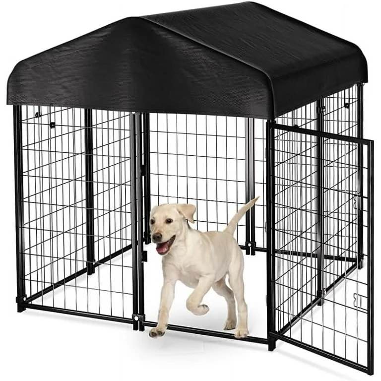 pawgiant dog kennel outdoor dog house with roof waterproof cover for medium to small dog outside 4ft x 4ft x 4.5ft, dog enclosures pet crate cage playpen dog run indoor