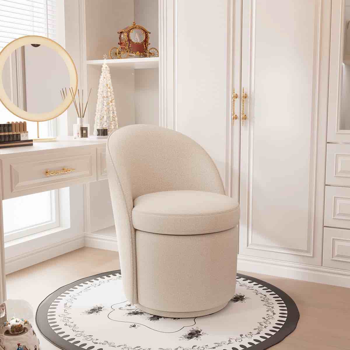 Orren Ellis Upholstered Accent Vanity Stool