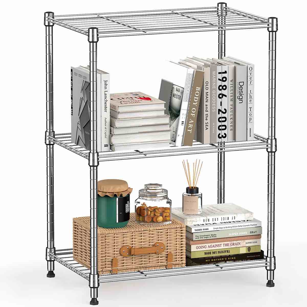 45 inch Wire Storage Shelving 3-Tier Utility Shelving Unit Steel Organizer Wire Rack for Home,Kitchen,Office,Chrome