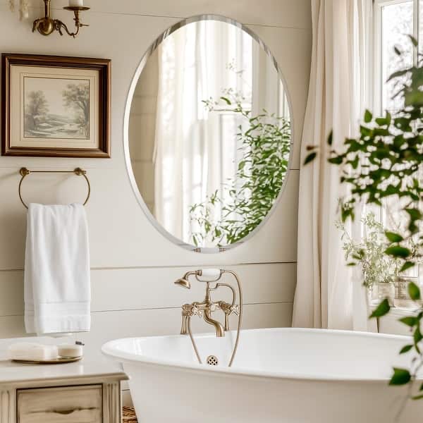 Frameless Round Wall Mirror Decorative Mirrored for Entryway Hallway
