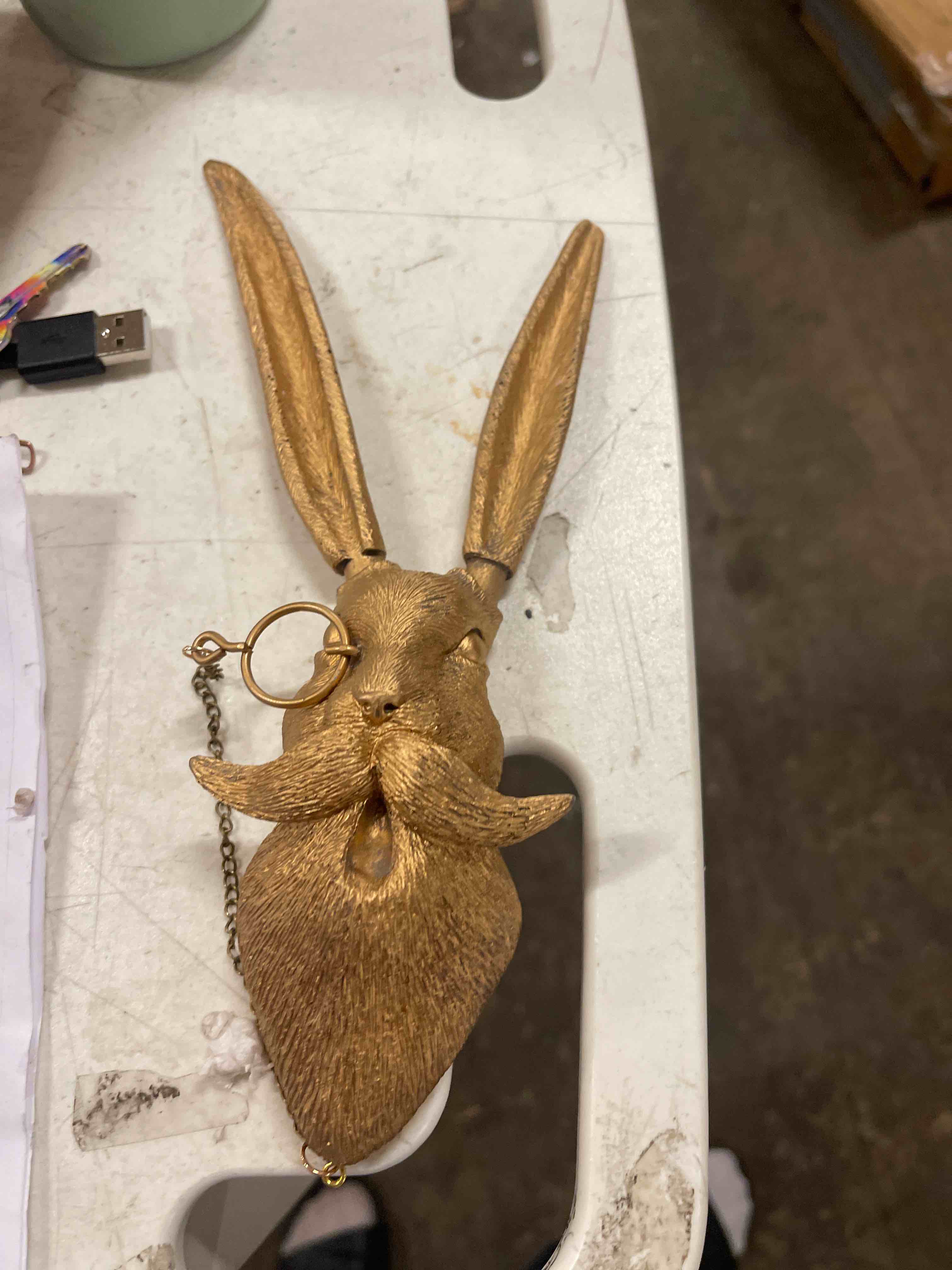 Condition photo showing Good Condition for faux animal head wall mount decor, resin bronze bear/fox/mouse/deer/rabbit head statue wall hanging ornament, rustic decorative wall sculpture home decor statue for living room office bedroom