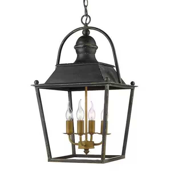 Christoff 4-Light Antique Black Iron Candle-Style Pendant