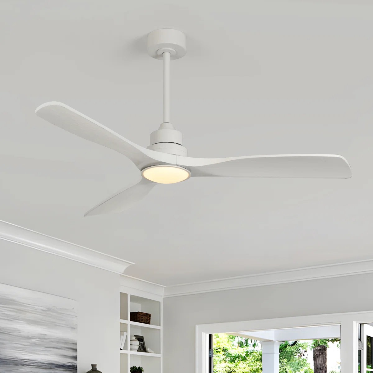 Karlena 52'' Modern Farmhouse Dimmable Ceiling Fan with LED Lights and Remote Control 3 Colors 6 Speeds Reversible Noiseless DC Motor