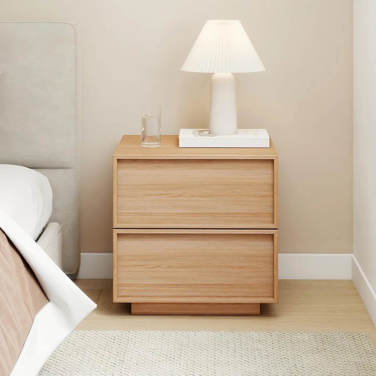 18.9'' wooden nightstand with 2 drawers