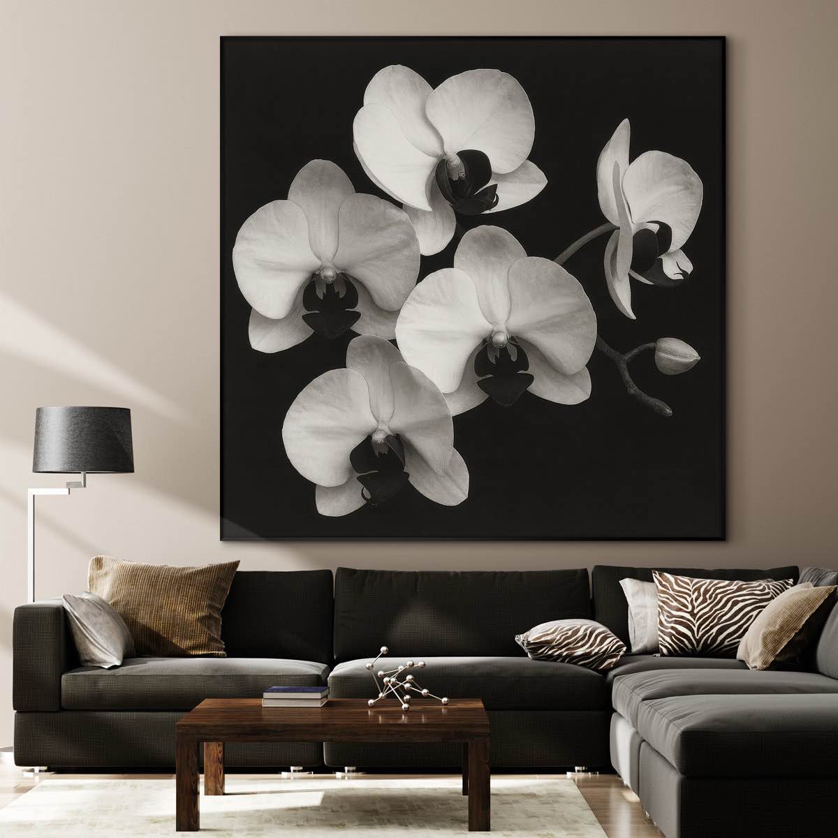 extra large wall art fabric print - flower modern floral botanical artwork artwork decor for living room or bedroom - "frame assembly required (unfinished frame)"