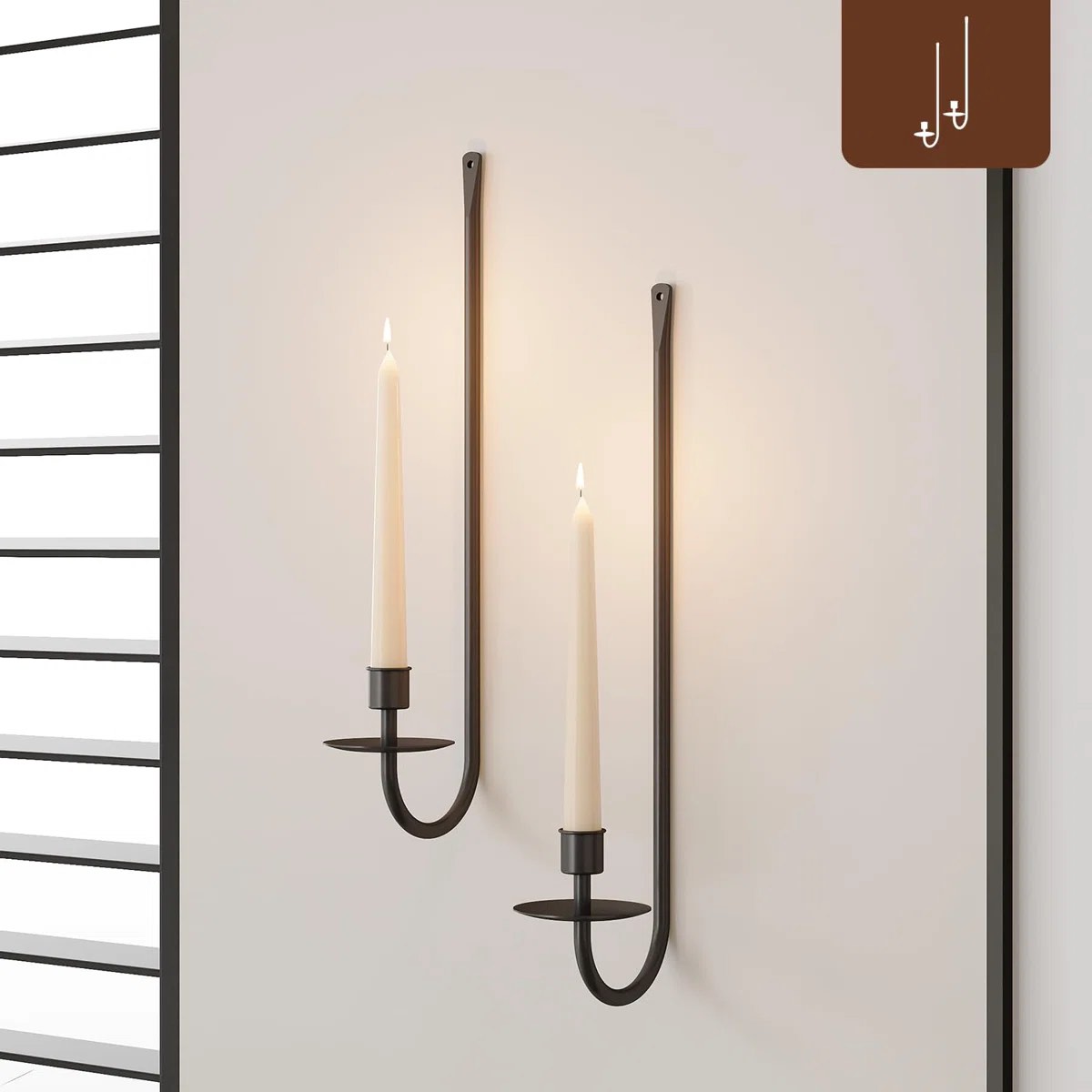 metal wall candle sconce holder set of 2 (set of 2)