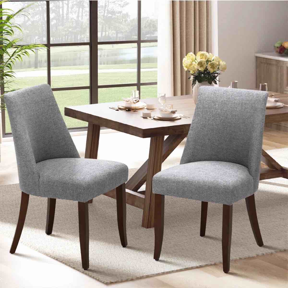 parsons fabric upholstered dining chair solid wood side chair (set of 2)