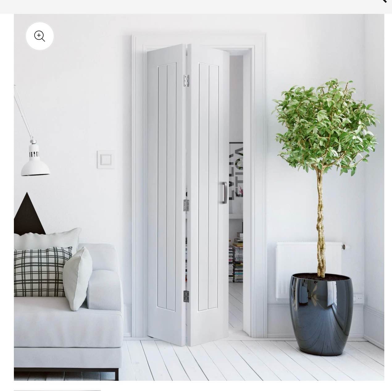 white ribbed (beaded / V-grooved panel) bifold closet door