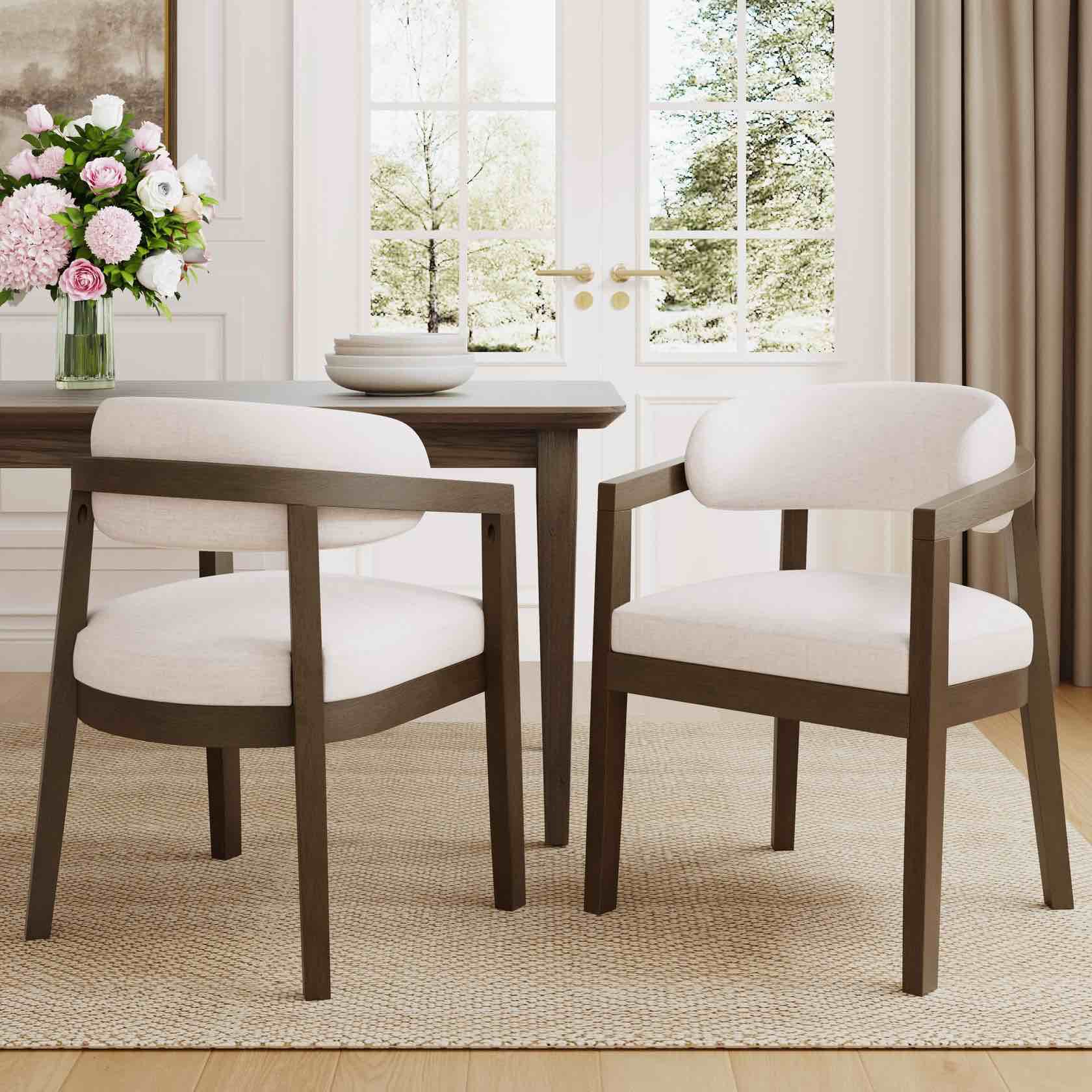 Drake Rubberwood Upholstered Dining Chairs (Set of 2)