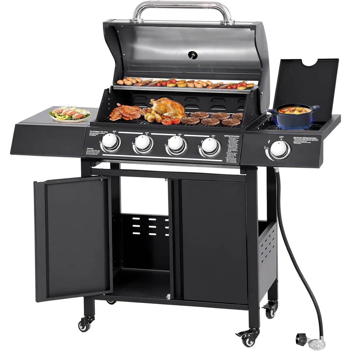 Condition photo showing New/Like New for jovno 4 - burner freestanding propane gas grill with side burner