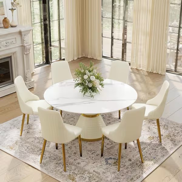 Condition photo showing New/Like New for modern pu leather upholstered dining chair desk chair furniture with sturdy metal legs, beige set of 2