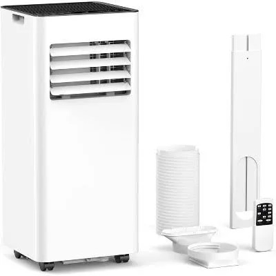 zafro 8,000 btu portable air conditioners, portable ac unit with remote for room up to 200 sq.ft, 3-in-1 air conditioner with digital display/24hrs timer/installation kit for home/office/dorms, white&silver
