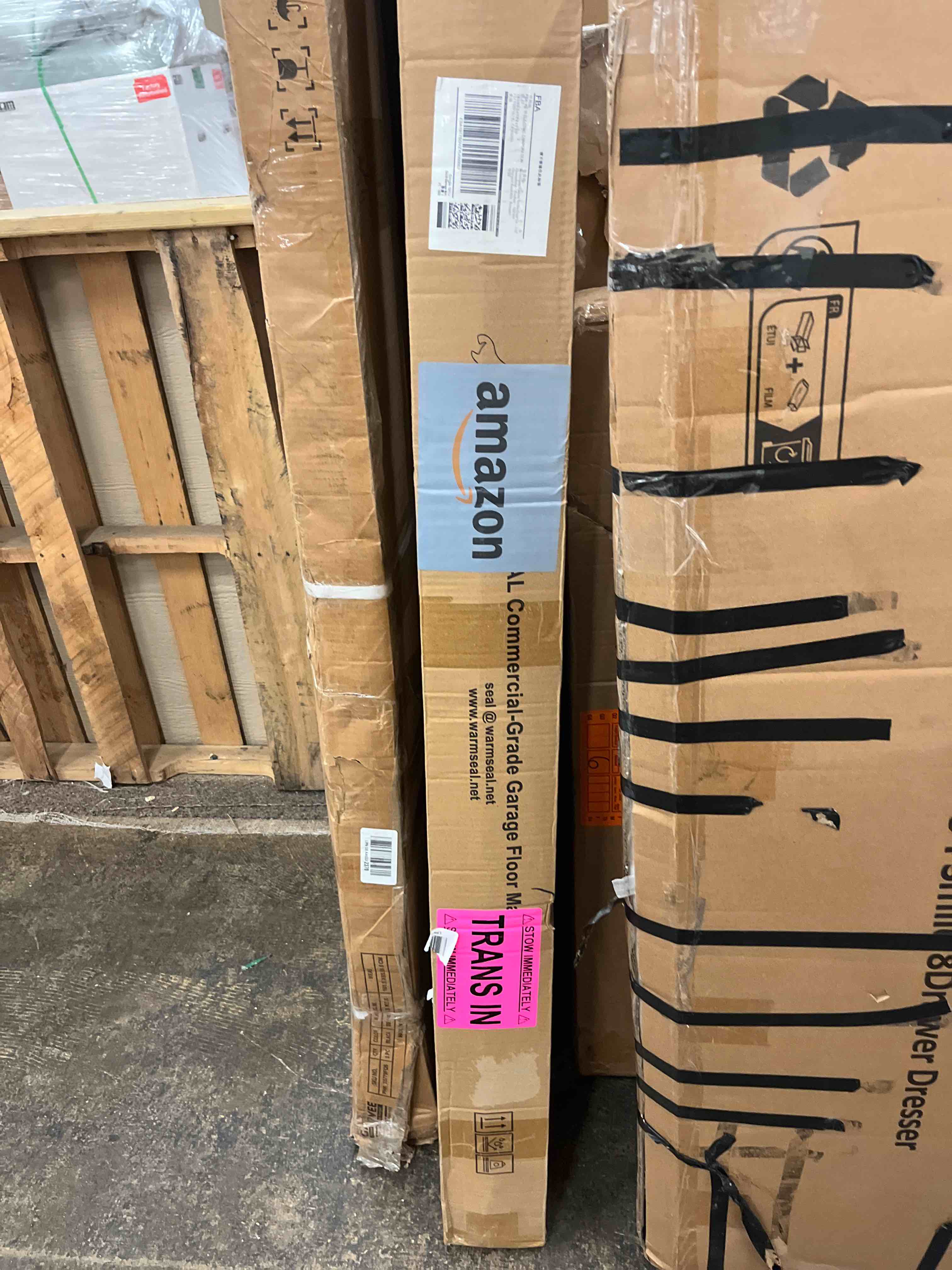 Condition photo showing New/Like New for stellarstar 8x20 ft garage floor mat, 2.8mm thickened pvc flooring roll for under car, 160 sqft diamond plate black garage mats for garage, warehouse, basement, factory, trailer (include tapes)