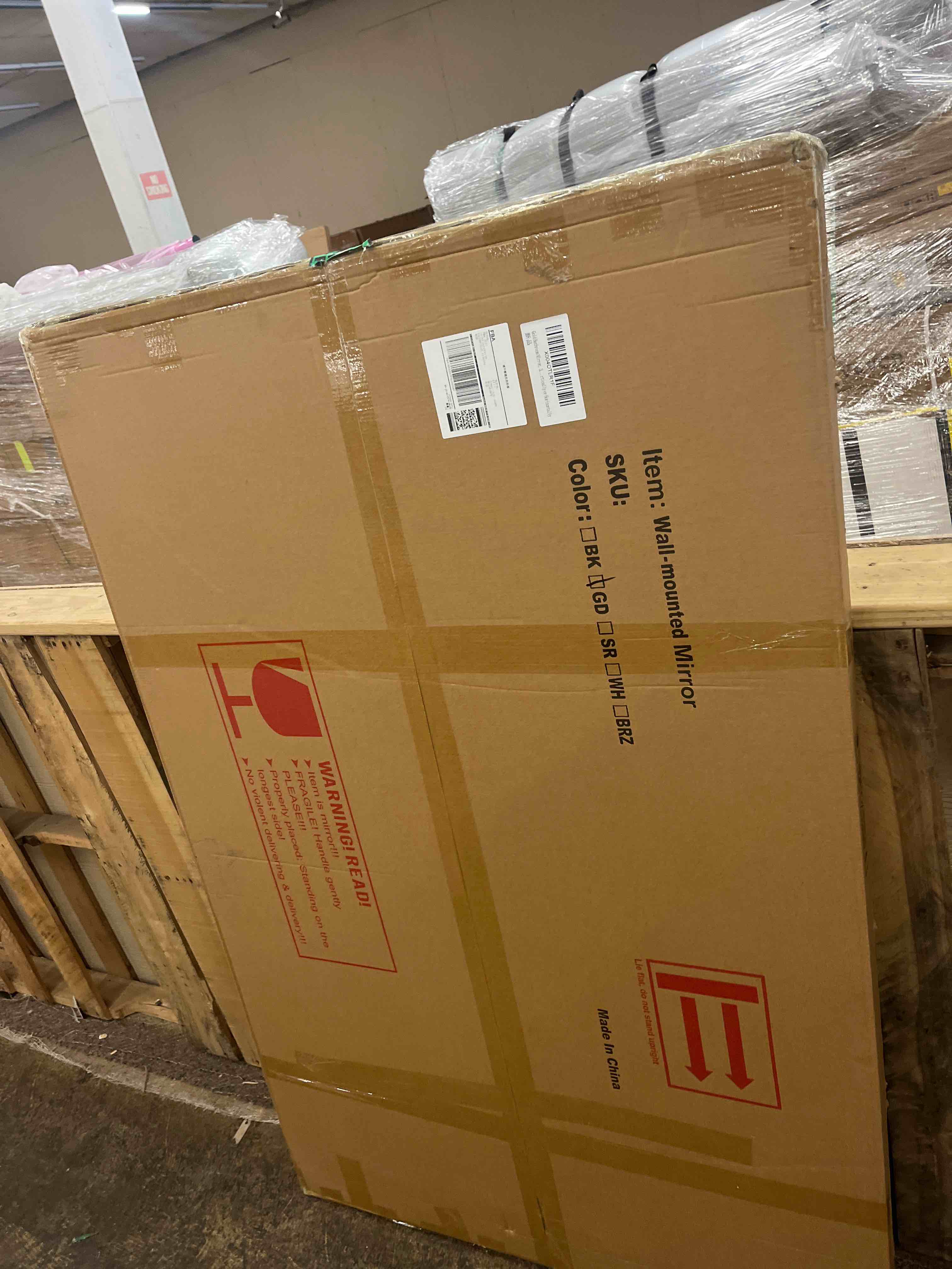 Condition photo showing New/Like New for gold bathroom mirror, 36x60 inch rectangular deep frame mirror, large wall mounted bathroom vanity mirror over sink for bedroom,restroom, living room, hangs vertically or horizontally