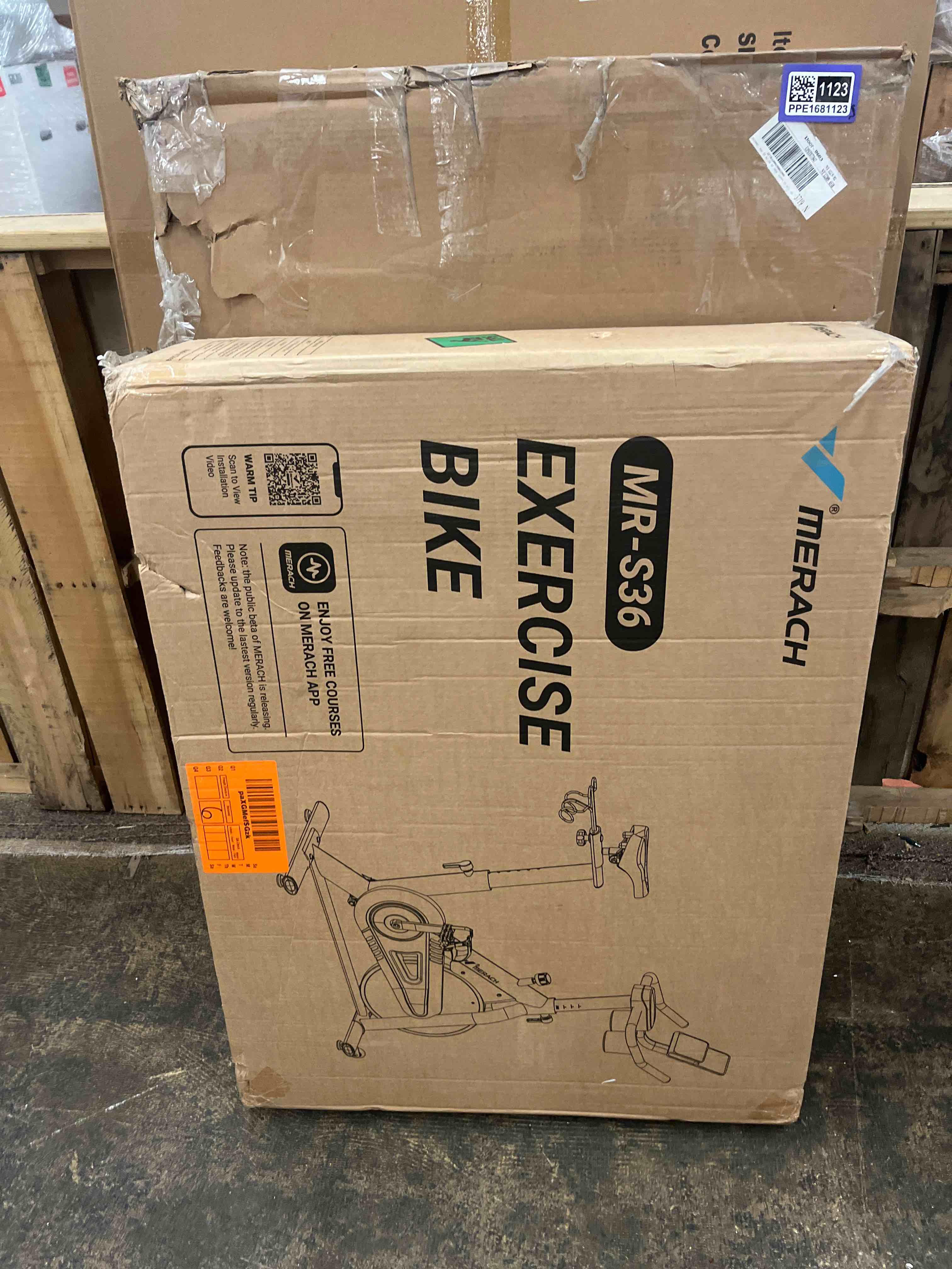 Condition photo showing New/Like New for merach magnetic exercise bike, low noise stationary bike for home with comfortable seat cushion, spinning bike with 330 lb weight capacity, exclusive app, tablet mount and fitness courses