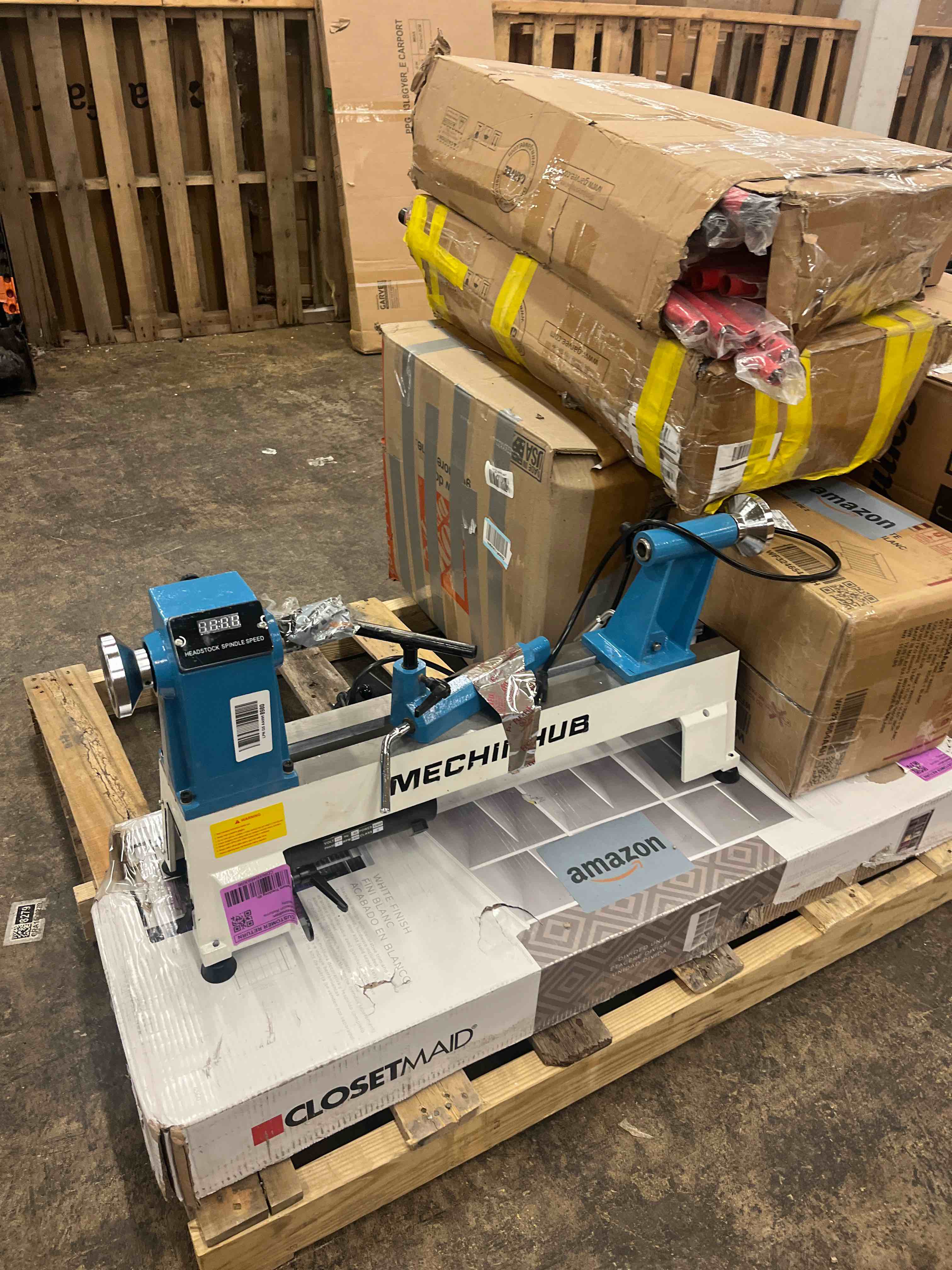Condition photo showing Good Condition for 12" x 18" digital display wood lathe machine, benchtop wood lathe machine 3/4hp 110v infinitely variable speed 650-3800 rpm professional for high speed sanding and polishing