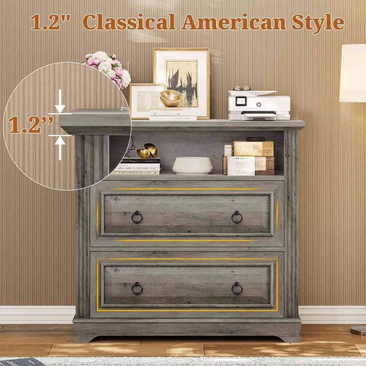Condition photo showing New/Like New for sedeta® 33.8 inch 2 drawer file cabinet filing cabinet fits letter legal a4 size farmhouse file cabinets with printer stand storage shelf