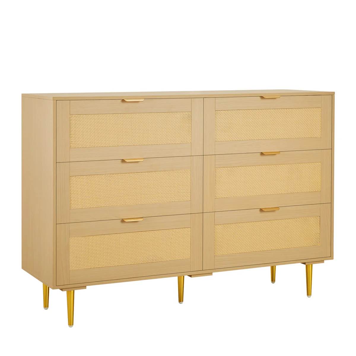Condition photo showing Good Condition for vevor 6 drawer rattan dresser, double dtresser for bedroom, natural rattan chest of drawers cabinet w757p151920