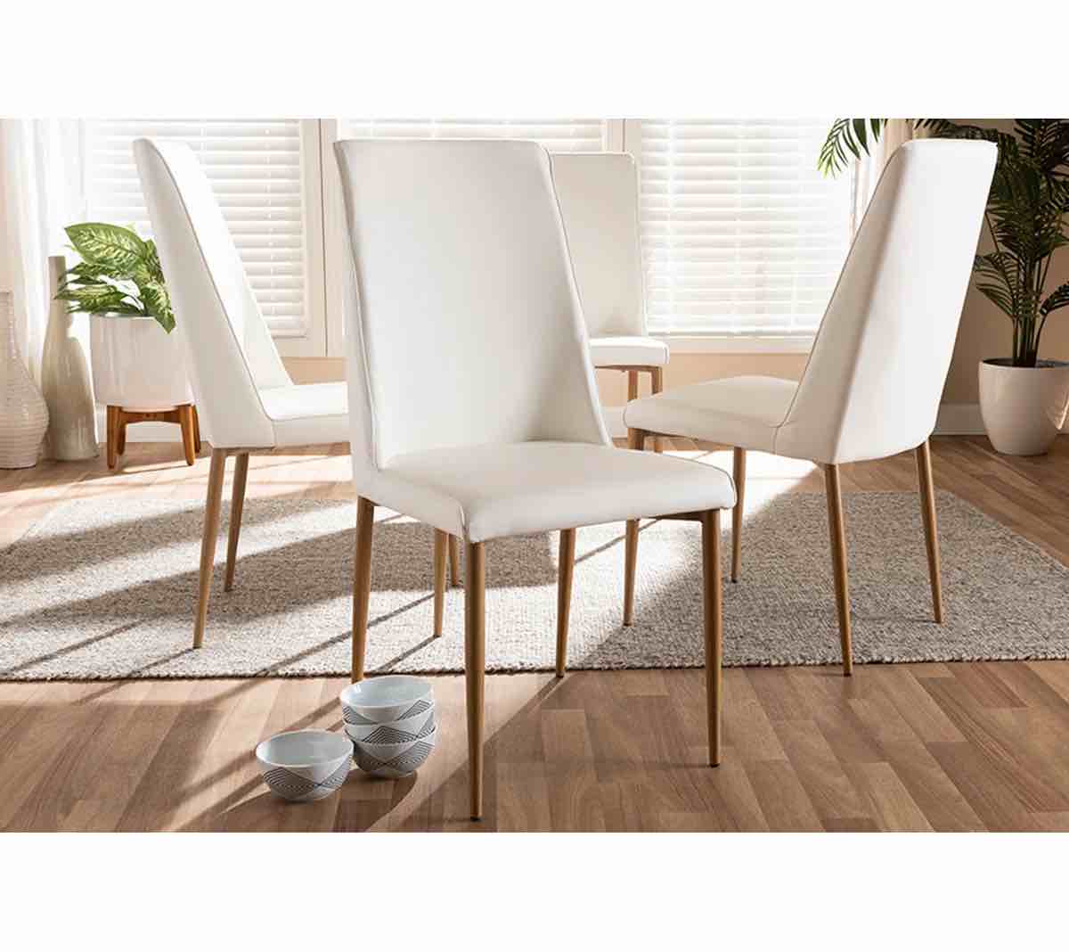 Condition photo showing Good Condition for micayah parsons side chair in white faux leather, 37.99'' h x 18.11'' w x 24.8'' d (set of 4)