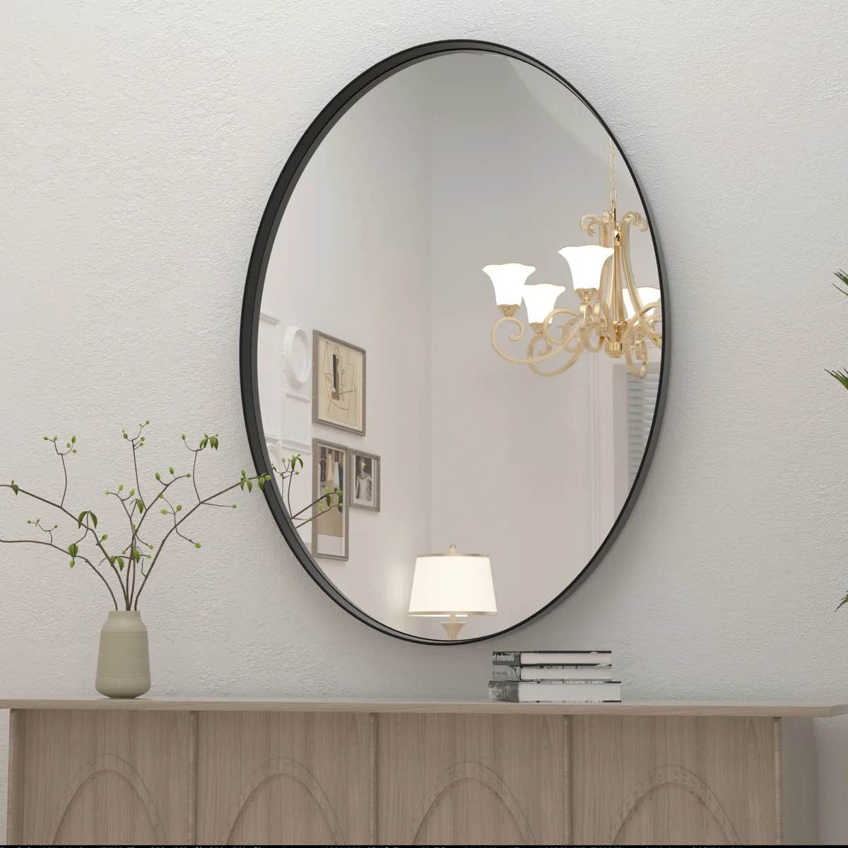 hun oval vanity mirror wall mounted mirror ideal for bedroom, entryway, living room