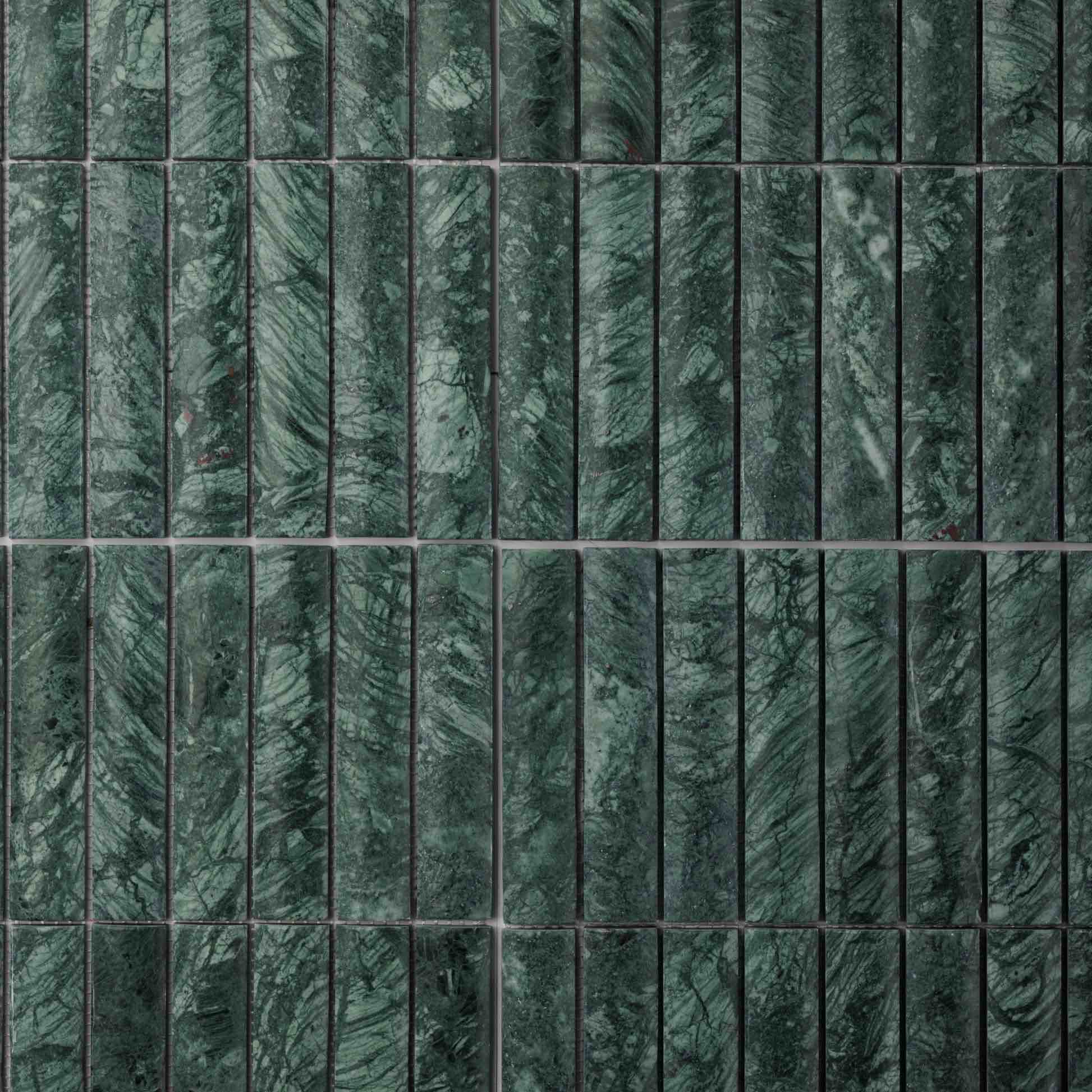 Condition photo showing New/Like New for fluted verde alpi marble honed mosaic tile