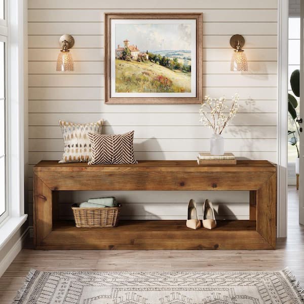solid wood bench, entryway shoe bench with storage