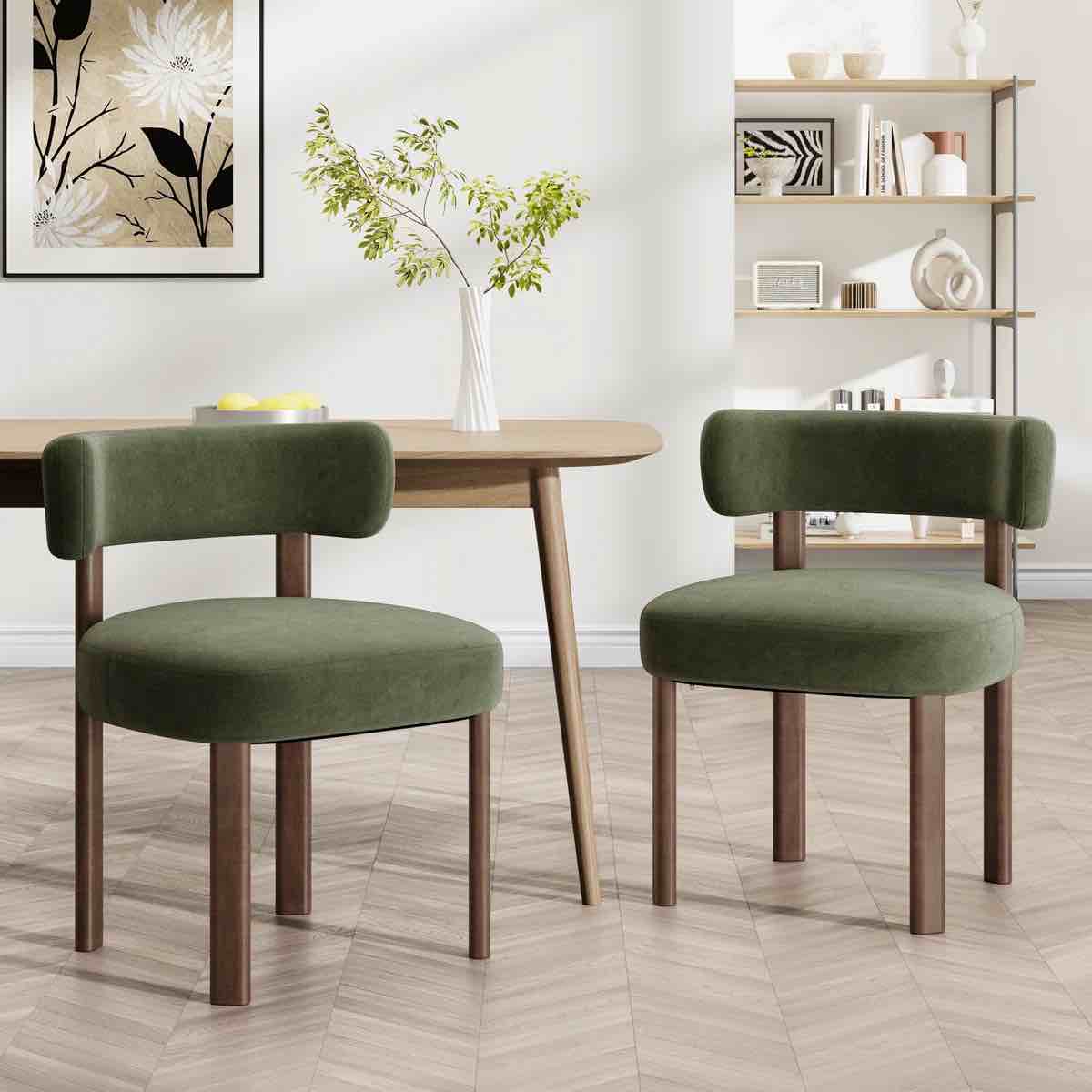 upholstered solid wood dining chair side chair (set of 2)