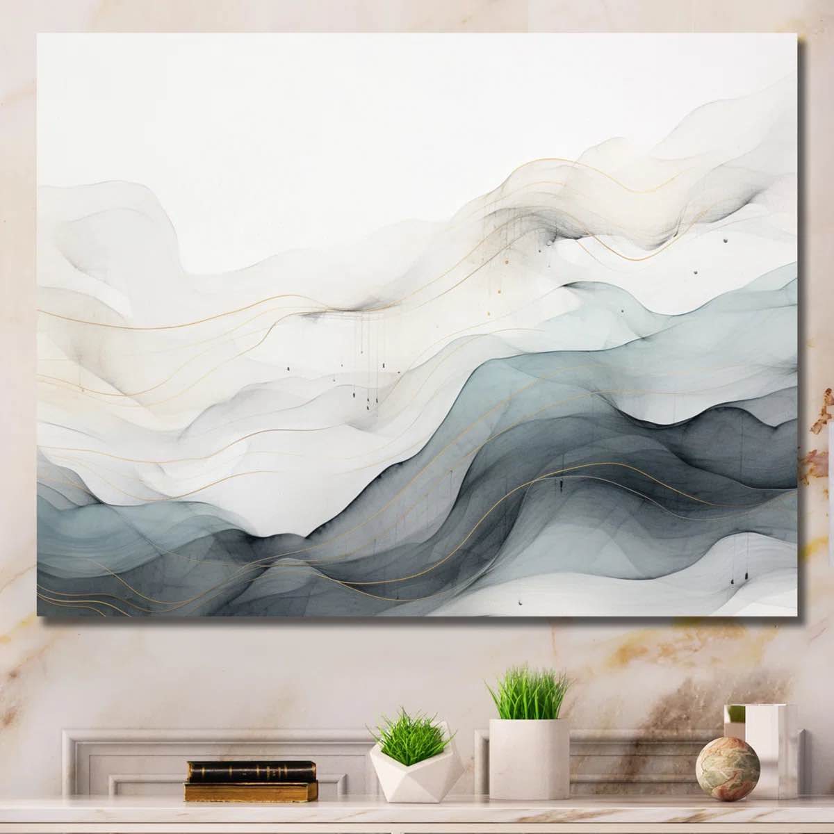 Condition photo showing New/Like New for blue grey line art conceptual abstract ii - line art wall art