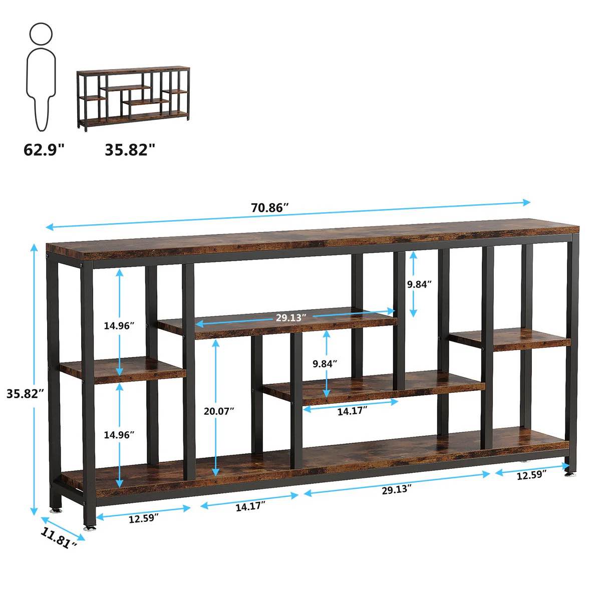 Condition photo showing New/Like New for 70.9" console table entryway sofa table with storage shelves