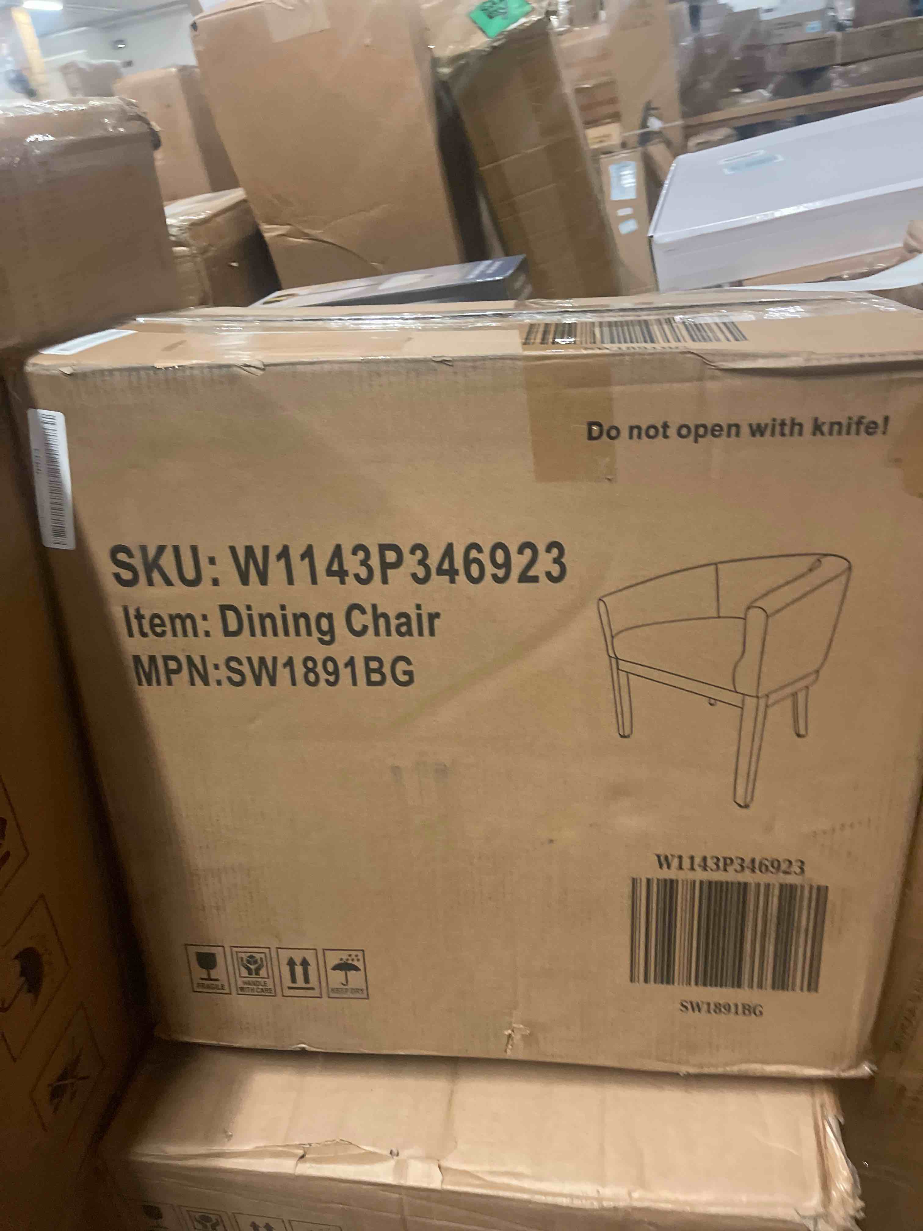 Condition photo showing New/Like New for mid century modern upholstered barrel dining chair with arms, farmhouse linen accent chair for kitchen, dining room or living room, beige suitable for living rooms, kitchens yjx-w1143p346923