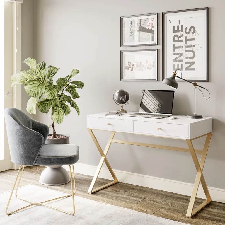 Condition photo showing New/Like New for belleze vanity table home office computer desk - ellena (white)