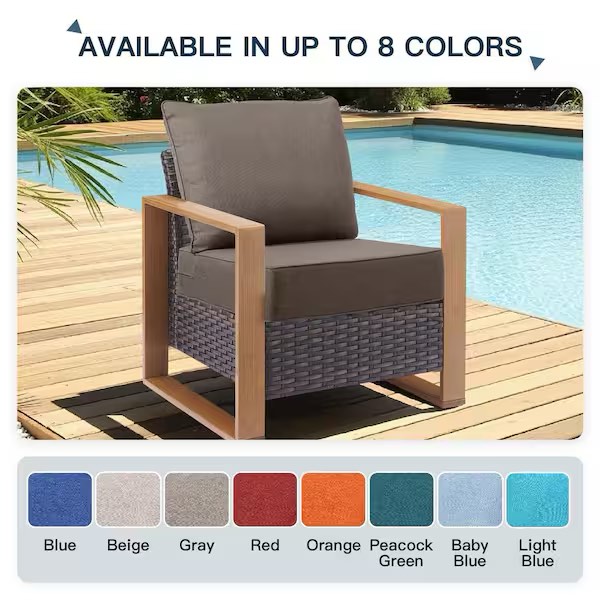 Condition photo showing New/Like New for plushcore 22 in. x 24 in. x 6 in. 4-piece deep seating outdoor dining chair thick cushion set in gray (2-set)