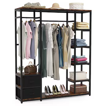 Condition photo showing New/Like New for tribesigns hoga-c0234 1.94-ft to 1.94-ft w x 2.27-ft h brown solid shelving wood closet system