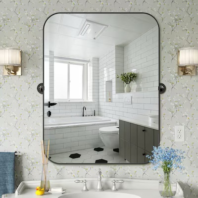 Condition photo showing New/Like New for dovelina 24-in x 36-in framed rectangle bathroom vanity mirror ( black )