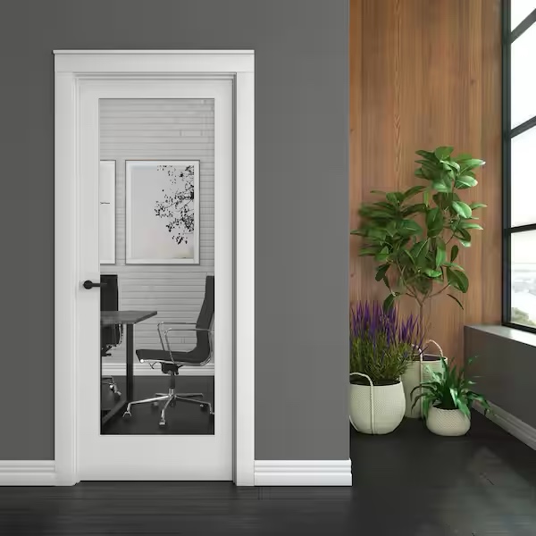 24 in. x 80 in. x 1-3/8 in. 1-lite solid core clear glass shaker white primed wood interior door slab