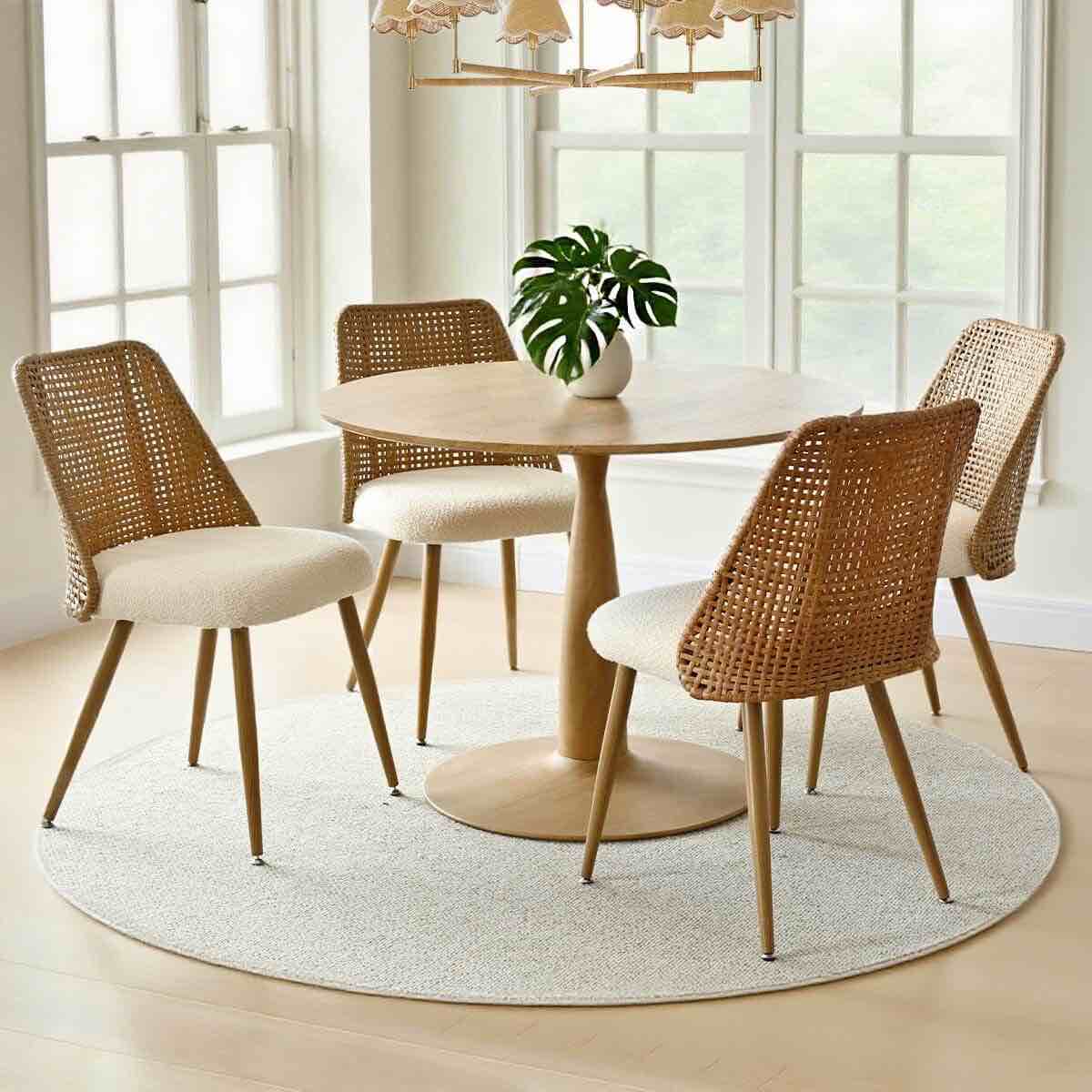 Condition photo showing New/Like New for round pedestal dining table