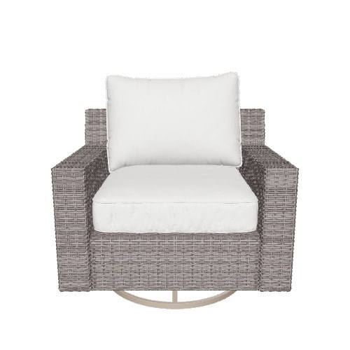 Allen + Roth Miles Park Woven Tan Steel Frame Swivel rocker Conversation Chair with Cream Cushioned Seat Item #5998276 | Model #FRS81527S-1 TBS200L-3-C2-F