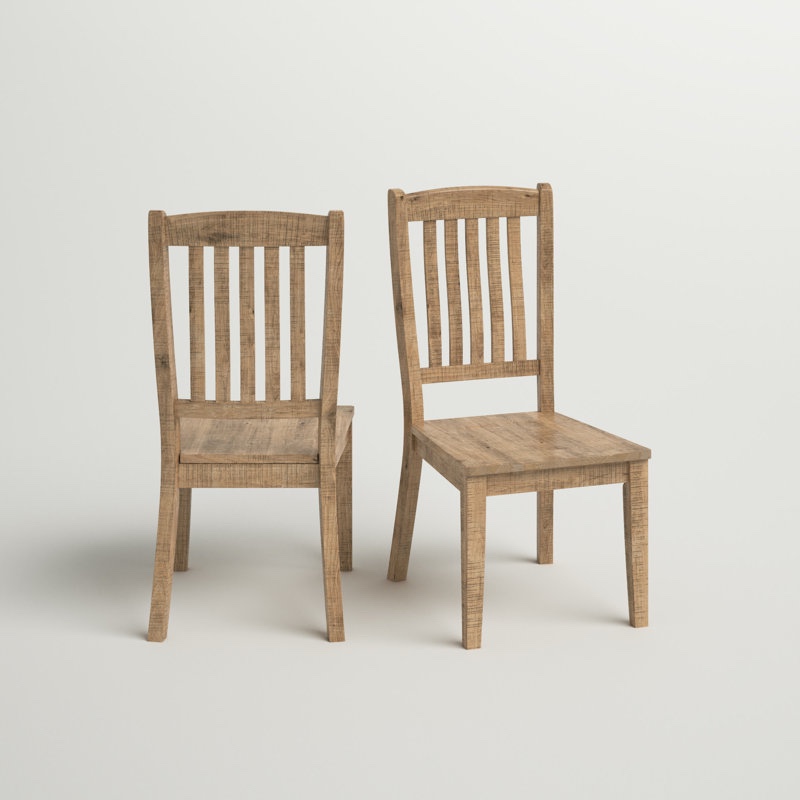 Averie Rustic Solid Wood Slat Back Side Chair (Set of 2)
