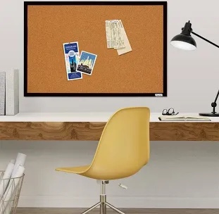 Quartet Cork Bulletin Board, Framed Corkboard, 2' x 3', Black Frame, Message Board, Vision Board (MWDB2436-BK)