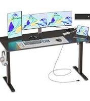 JOISCOPE 55 x 24 inch Adjustable Electric Standing Desk (3AC, USB, Type-C) with 2 Memory Heights, 25 mm/s Lift Speed, Gaming Study Drafting Sit Stand Desk for Home Office Bedroom, Black