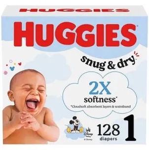 Huggies Snug & Dry Baby Diapers Unscented, Size 1 (8-14 lbs) - 128.0 ea
