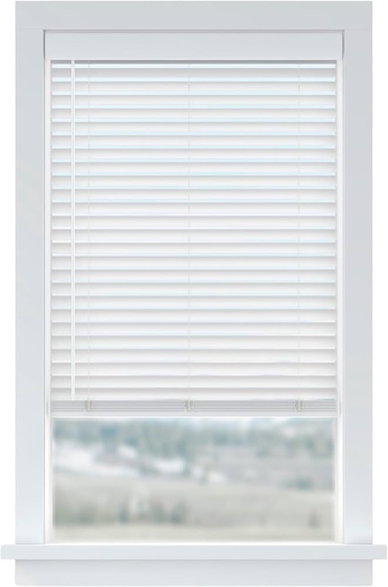 Levolor 2-in White Faux Wood Blinds Precut To 66 X 64 In. 