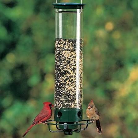 Droll Yankees Squirrel Proof Bird Feeders for Outdoors - Flipper, Collapsible Perches, 5-Pound Seed Capacity, Blue