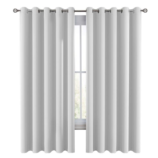blackout curtains 2 pack thermal insulated & noise reducing window curtains with silver grommet top - 52x84 inches