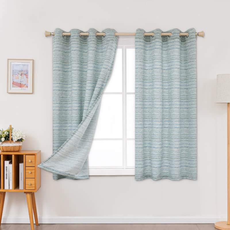 ombre gradient striped jacquard light filtering curtain pair (set of 2) by wrought studio
