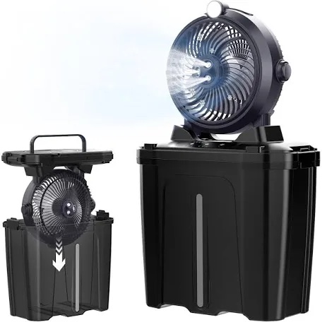 Portable Misting Fan with 11L Large Bucket, 20000mAh USB Rechargeable Battery Operated Camping Fans, 3 Large Spray Nozzles & 3 Strong Wind Speeds Misting Fan, Misting Fans for Outside