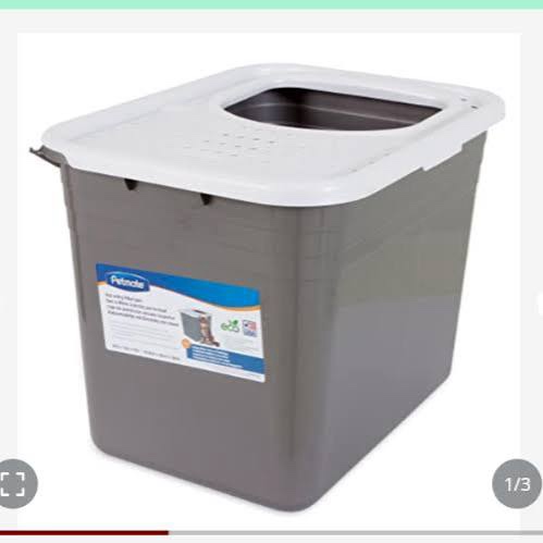 Condition photo showing New/Like New for Petmate Enclosed Cat Litter Boxes - Top Entry Cat Litter Box Enclosure with Filter Lid, Made in USA