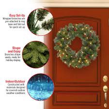Condition photo showing New/Like New for National Tree Company 30" Crestwood Spruce Wreath With Red Berries, Pine Cones, Glitter & 70 Battery-Operated Led Lights